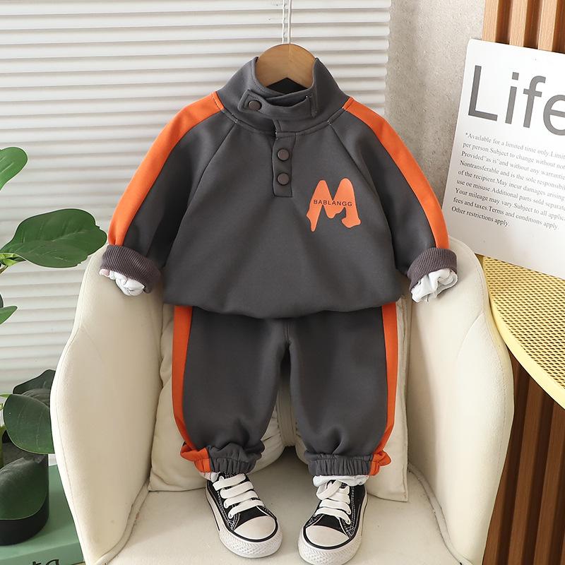 Children's Set Spring and Autumn Boys' Sports and Leisure Two-piece Set Baby Clothes Spring Clothing Korean Hoodie Set