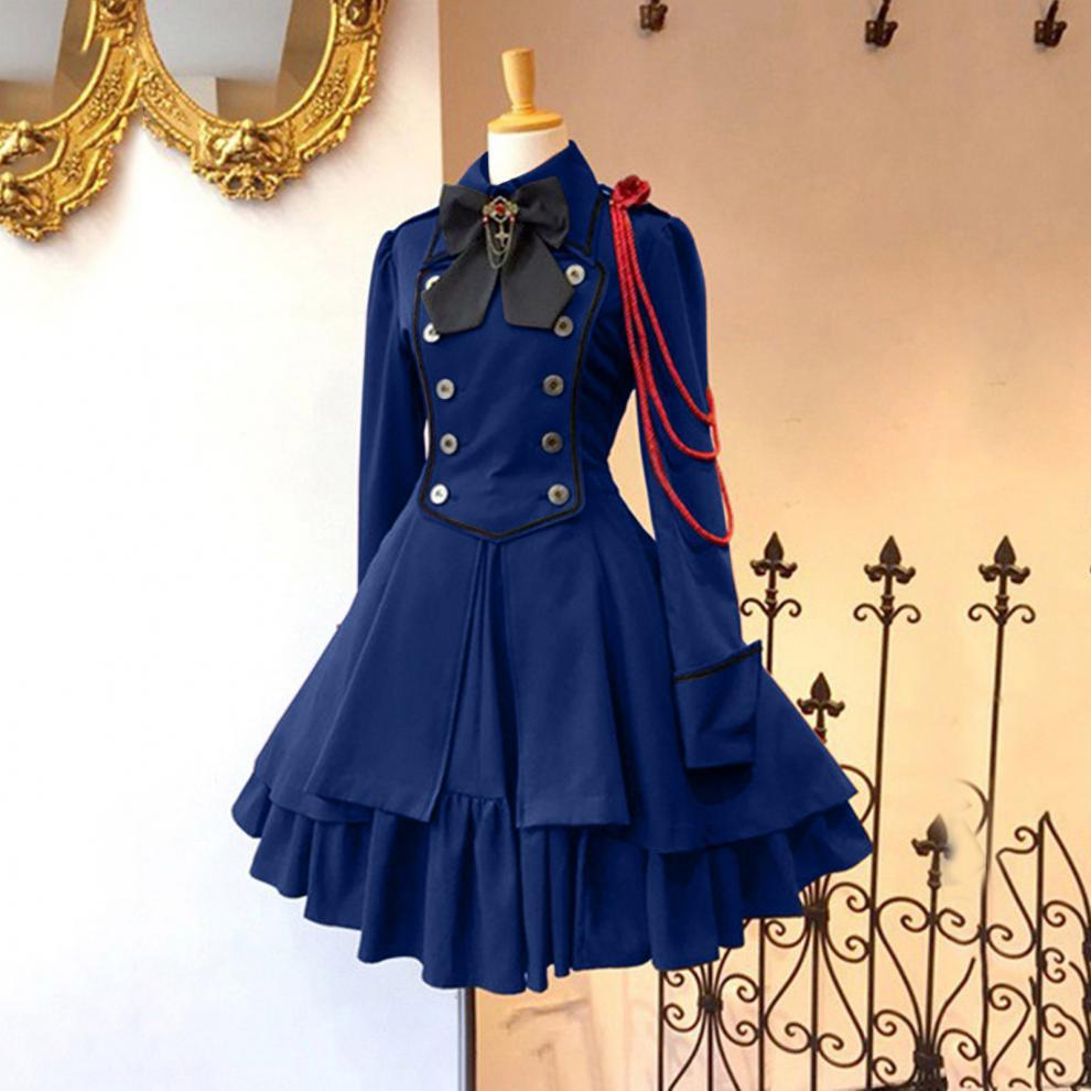 Renaissance Retro Langarm Schleife Rüsche Cosplay Kleid