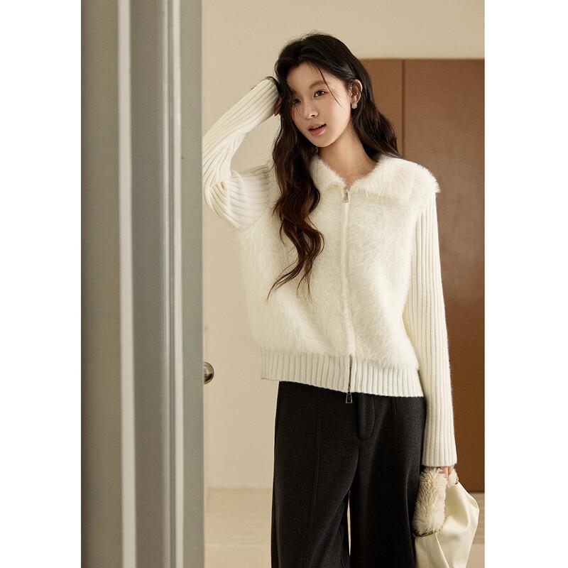Women's Stylish Faux Two-Piece Mink Velvet Knit Cardigan