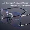 Luxury Diamond Cutting Reading Glasses Hd Anti Blue Presbyopic Glasses Men Business Rimless Eyeglasses Clear Glasses Eyewear