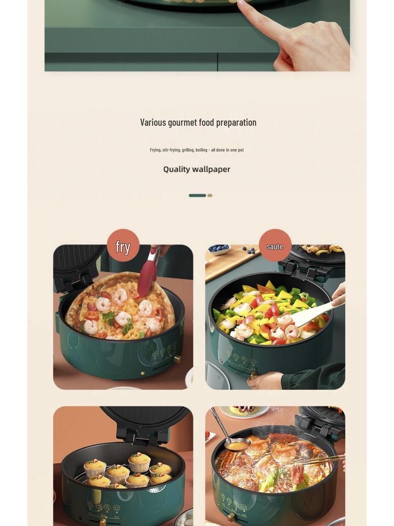 Deep Dish Electric Crepe Maker with Dual-Sided Heating - Large, Multifunctional Pan for Pancakes, Grilling, Baking, and Frying