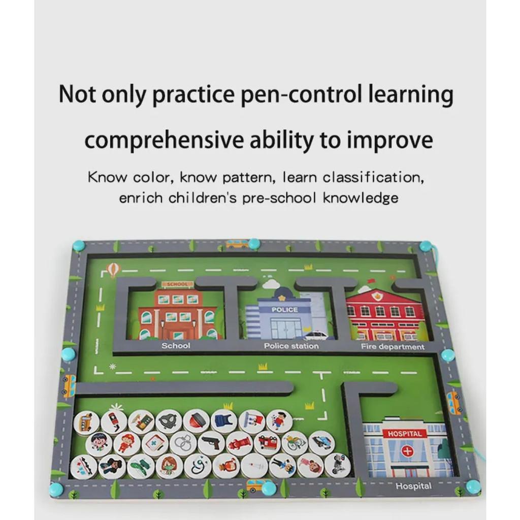 Kids Magnetic Pen Moving Bead Game Educational Fine Motor Skills Toy Montessori Color Sorting Toys Educational Toys for Kids