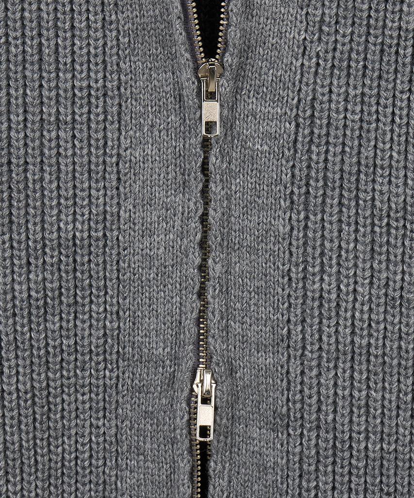 NODU Essential V-Neck Knit Zip-Up Cardigan [Gray]