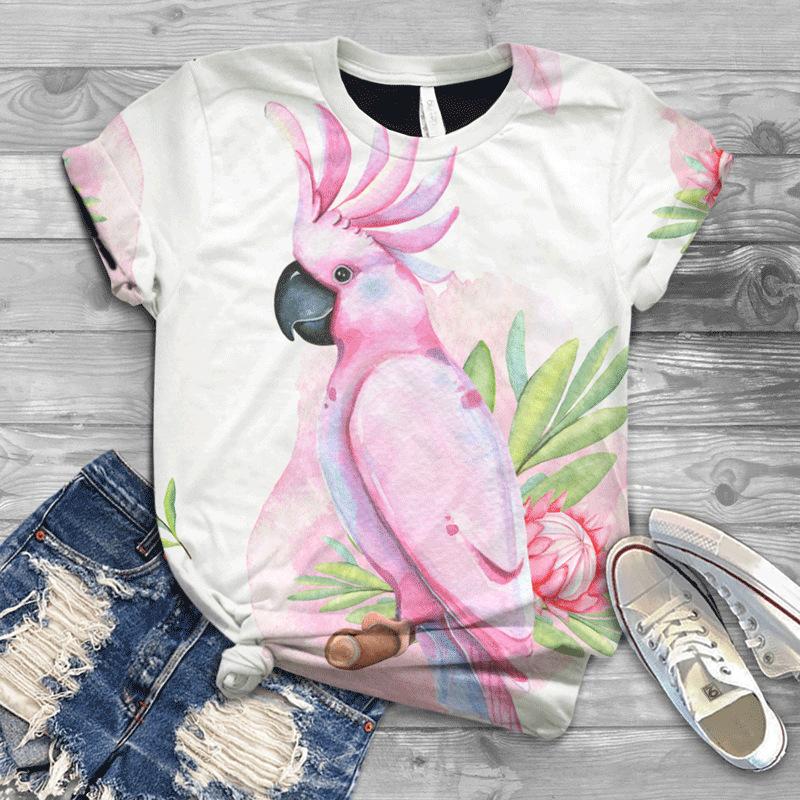 Summer New Bird 3D Printed Women's Top Loose Short Sleeve Loose Casual T-shirt
