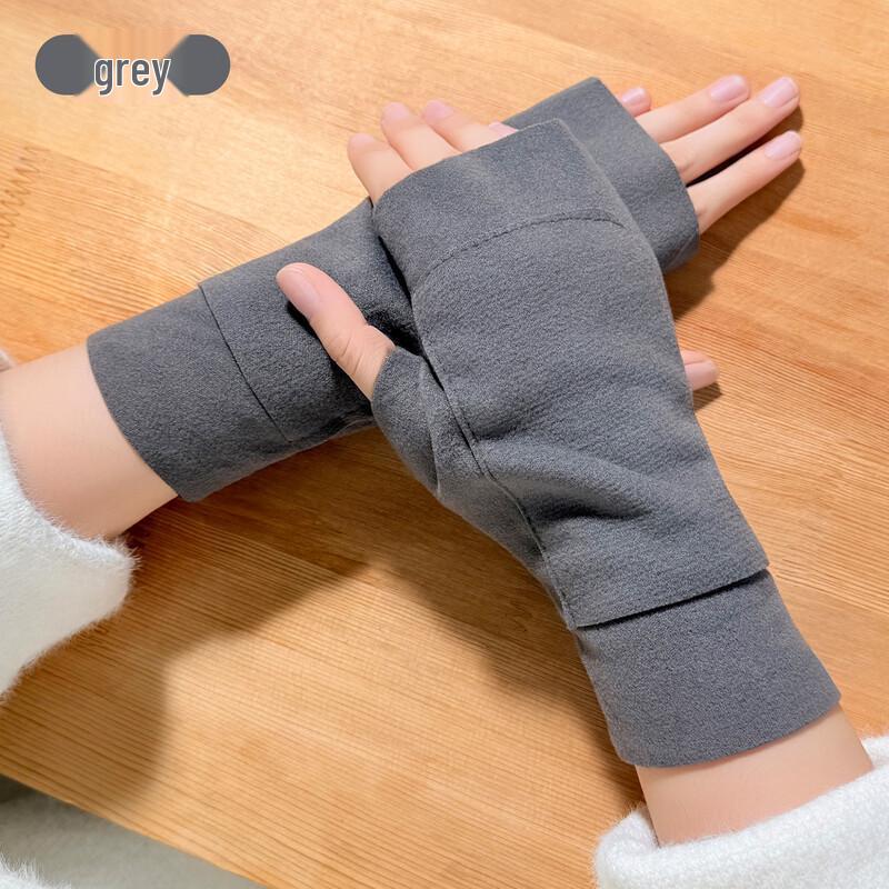 Women's Plush-Lined Half-Finger Pocket Gloves