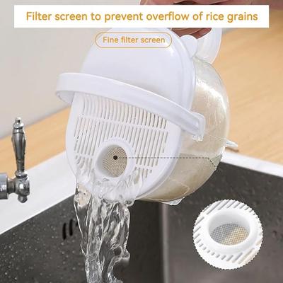 Reisreiniger-Schüssel, Reiswascher, Reiswascher-Siebschüssel, Reissieb mit Griff, Reiswascher-Siebschüssel mit Deckel
