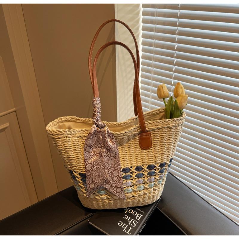 

Women s Handheld Basket Straw Beach Bag Spring New Large Capacity Tote Bag Travel Leisure Bag