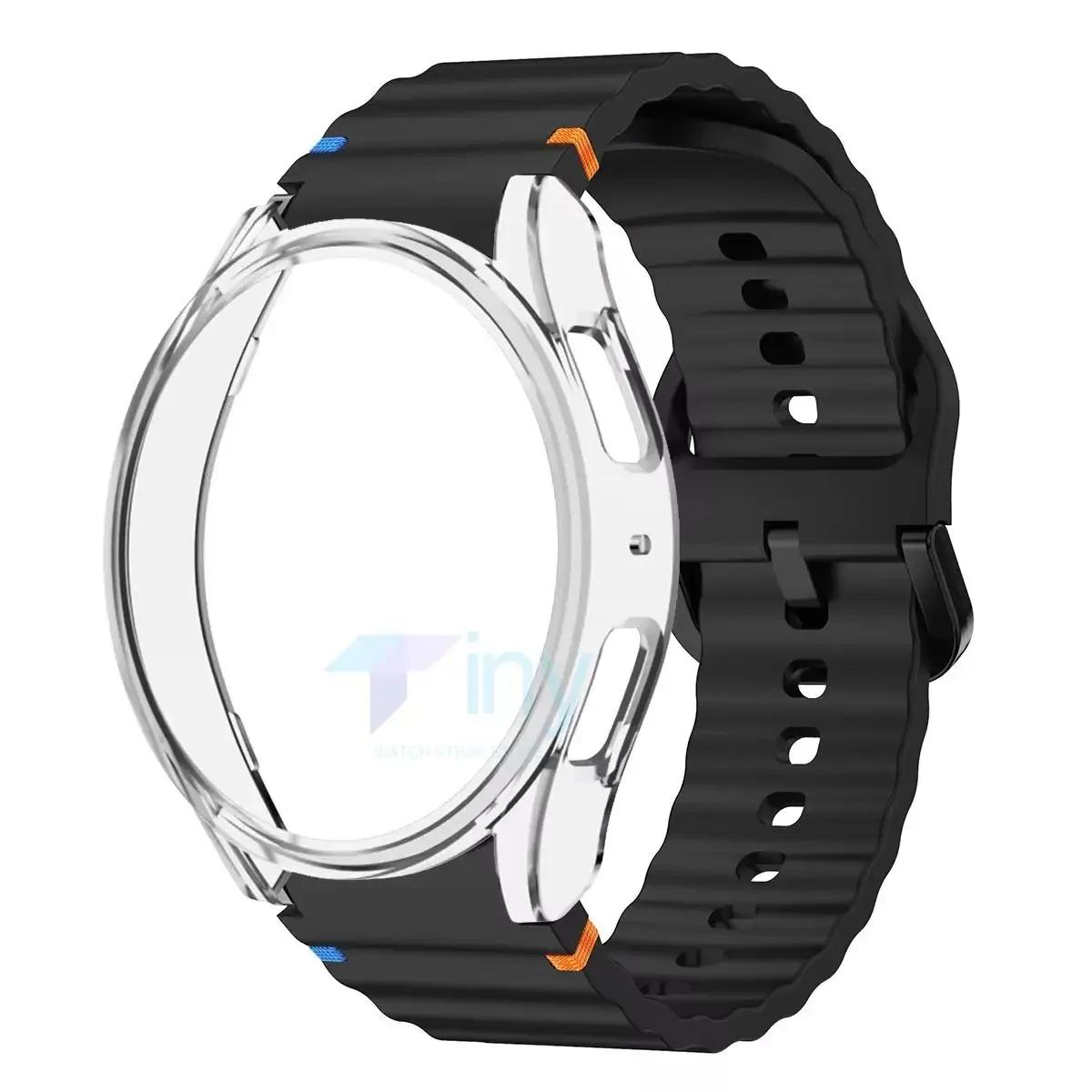 

Чохол+Ремінець для Samsung Galaxy Watch 7 6 5 4 40мм 44мм Силіконовий офіційний Ремінець ПК Захисна Кришка Бампер для Galaxy Watch 6Classic Watch 5 Pro 45mm
