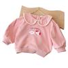 Korean-Style Spring Sweater for Baby Girls with Cute Lapel and Long Sleeves