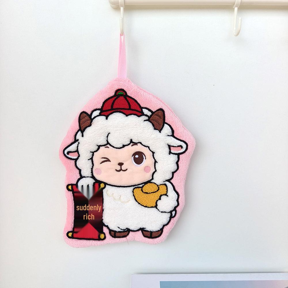 Festive Little Sheep Children's Hanging Hand Towel – Soft, Absorbent, and Perfect for Bathrooms.