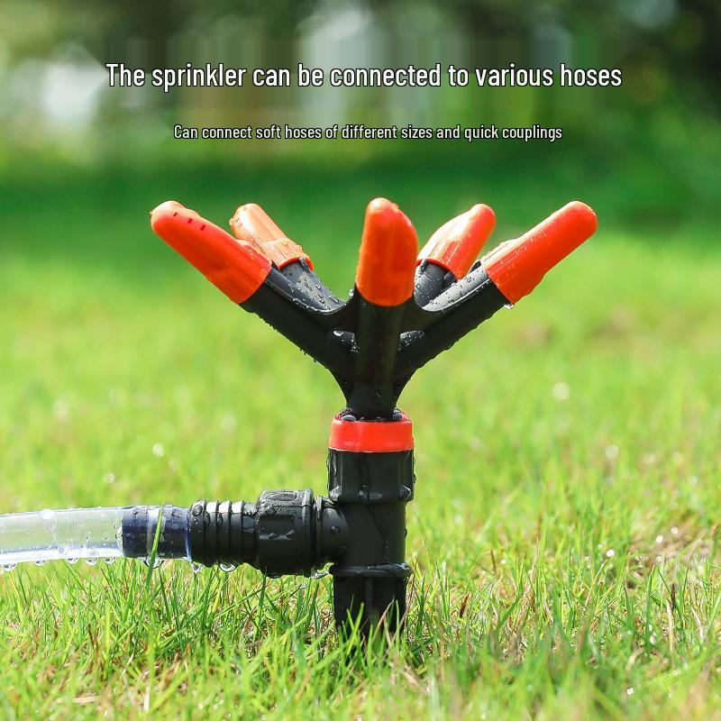 Five-Head Rotating Garden Sprinkler for Lawn & Vegetable Irrigation