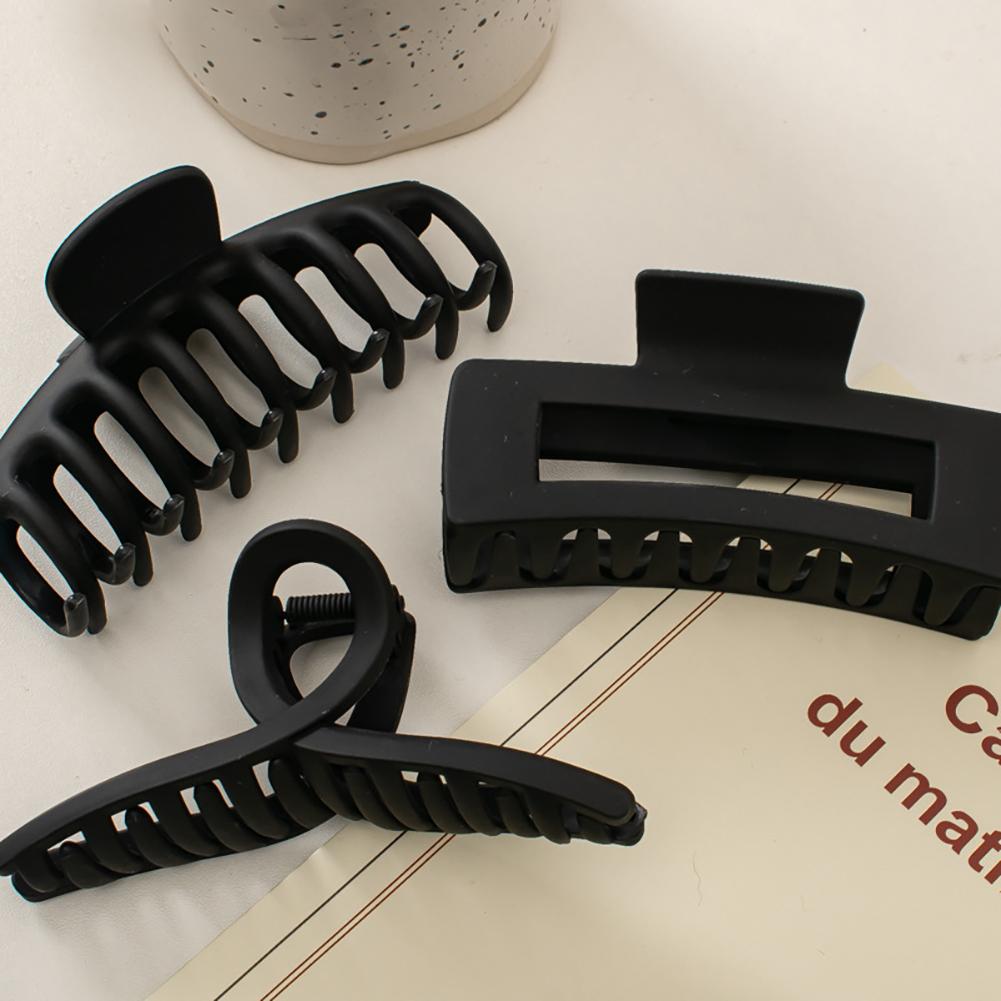 Simple Black Frosted Hairpin Hair Claw Clip Solid Color Multishaped Durable Headwear Hair Clip Hair Accessory for Women
