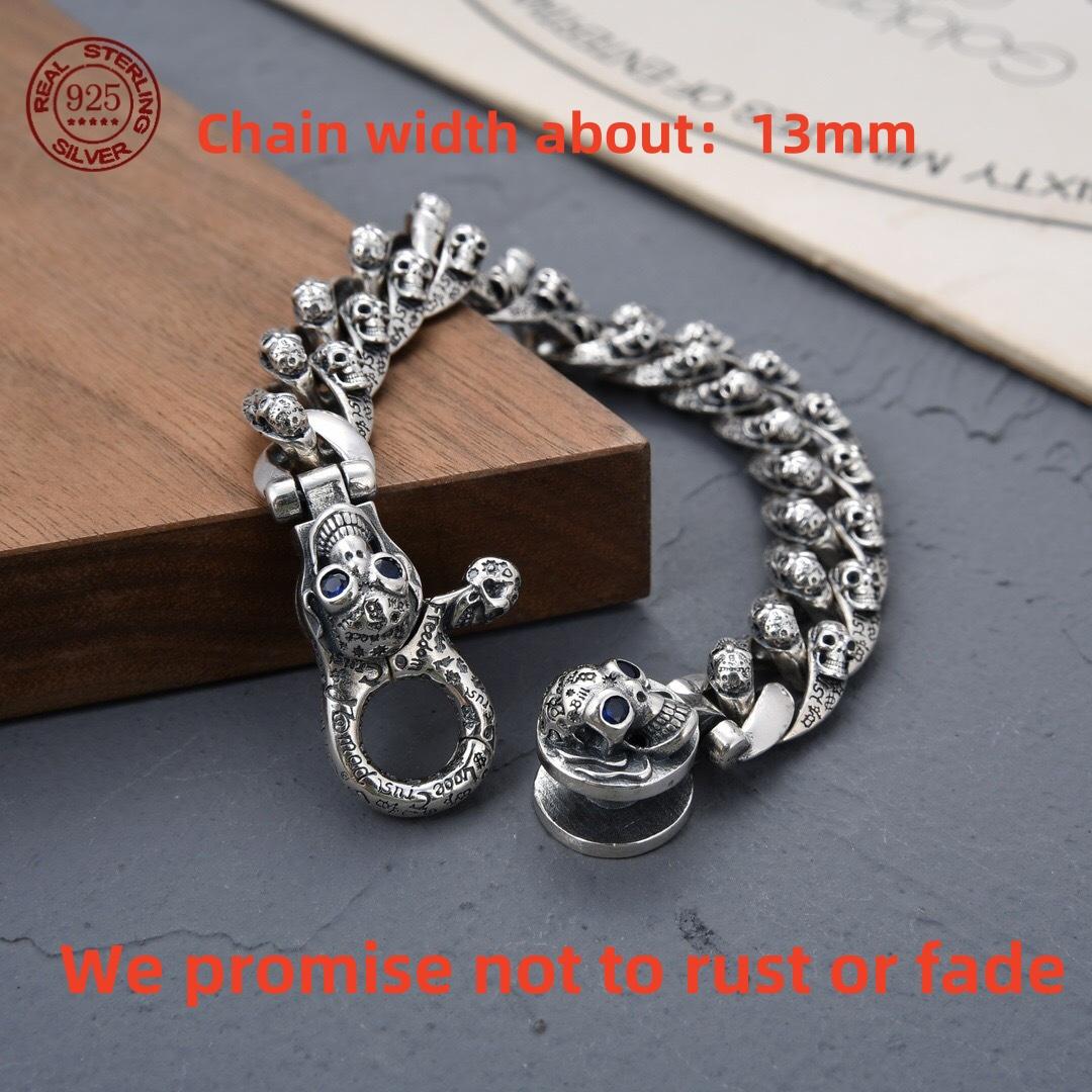 

925 стерлингового серебра Гора Глаз Бога кубинский браслет мужская мода хип-хоп простой подарок модные ювелирные изделия аксессуары 22cm