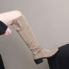 Pointed But Knee Boots Women's 2025 New Autumn and Winter Western Cowboy Pile Boots Thick Heel Knight Boots Large Size