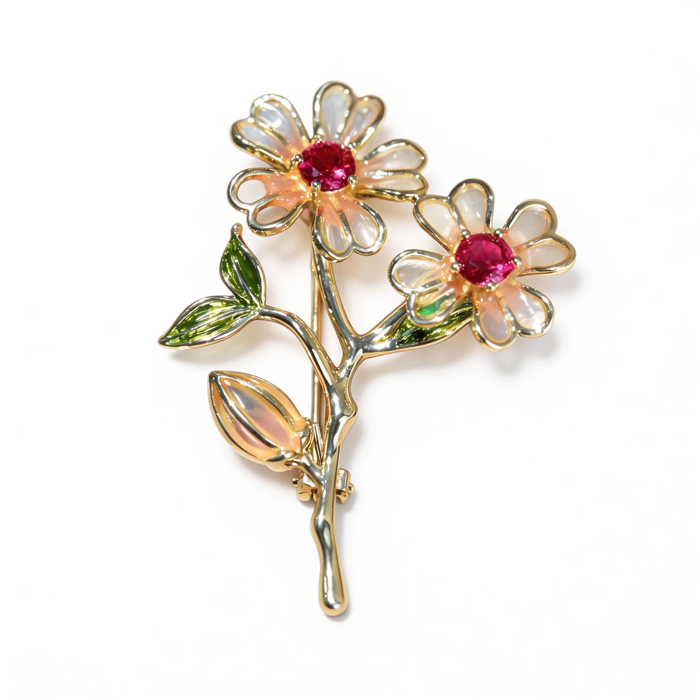 Bo Xin Yun Fresh Bloom Enamel Flower Brooch - Elegant Cardigan Clip & Versatile Fashion Accessory