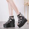 Fashion 14CM Super High Heels Platform Women Sandals Fashion Black White Thick Bottom Wedges Female Sandals Sexy Peep Toe Rome Shoes