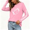 Women's Long Sleeve Rugby Print Neck Tee with Side Slits for Casual Wear