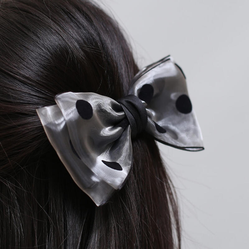 Dot Ribbon Automatic Hairpin (Gray)