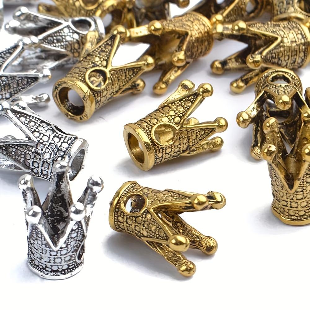 10/30/50 Pieces Solid Metal King & Queen Crown Big Hole Bracelet Connector Charm Beads