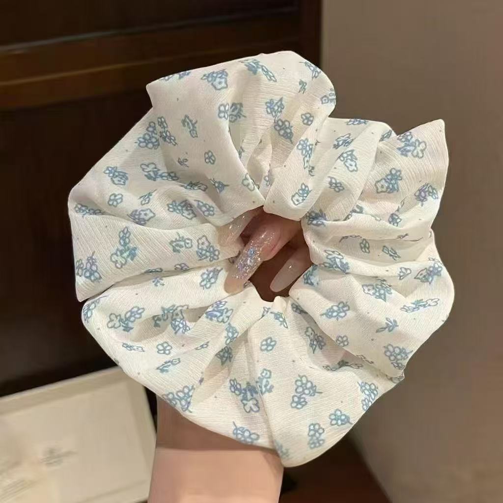 Корейская сине-белая цветочная большая кишка резинка для волос женская веревка для волос большая повязка на хвост резинка аксессуары для волос
