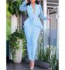 Elegante Completo Due Pezzi Donna Completi da Ufficio Primavera Autunno Manica in Pizzo Cappotto Slim Top + Pantaloni a Matita Set Moda Femminile Set Due Pezzi