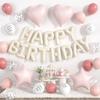 Lausatek Birthday Balloon Decoration Set Balloons Letters Garland Heart Star Clear Dot Party Decor Dusk White Pink for Boys and Girls
