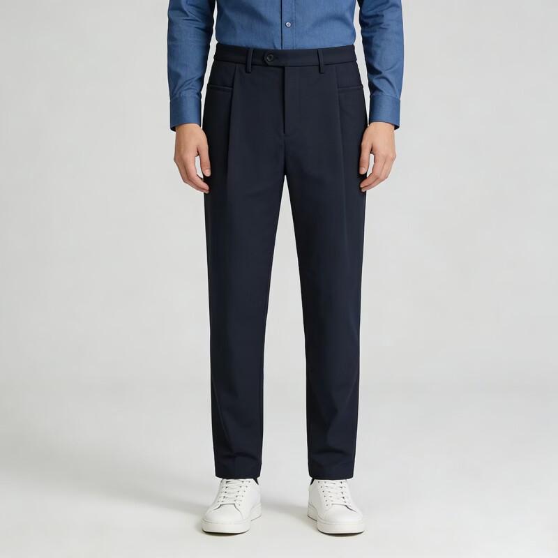 Men s Anti-Wrinkle Easy-Care Tencel Blend Straight Suit Pants 41