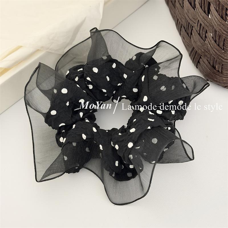 High-end Style Grosgrain Netted Lace Hair Band with Floral Trim for A Sophisticated Headband