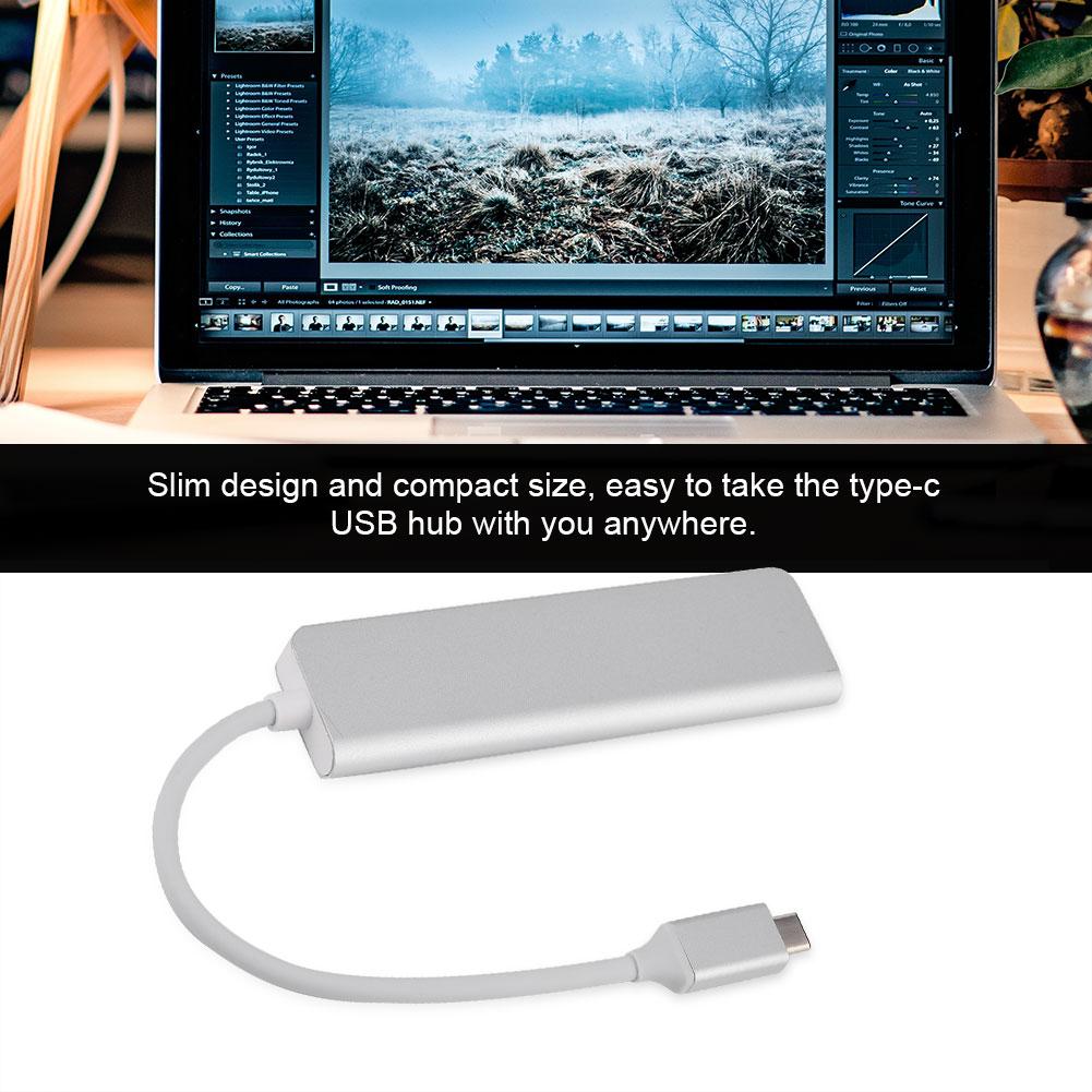 2 In 1 Type C Hub To 3 USB 3.0 Interfaces with TF   SD Card Slots