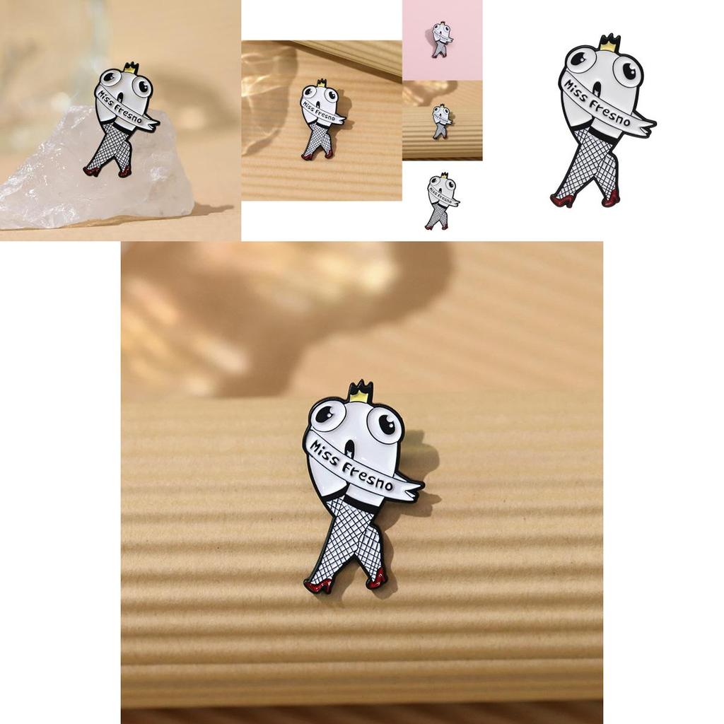 Creative Crowned Big Eye Long Leg Character Brooch Charming Metal Pin Accessory