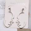 New Punk Face Drop Earrings For Women Retro Abstract Hollow Statement Hand Metal Fashion Dangle Earring Jewelry