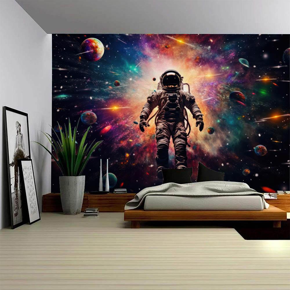 Astronaut Star Planet Tapestries - Meditation Starry Sky Living Room Decor Therapy Energy Field Art Background Design