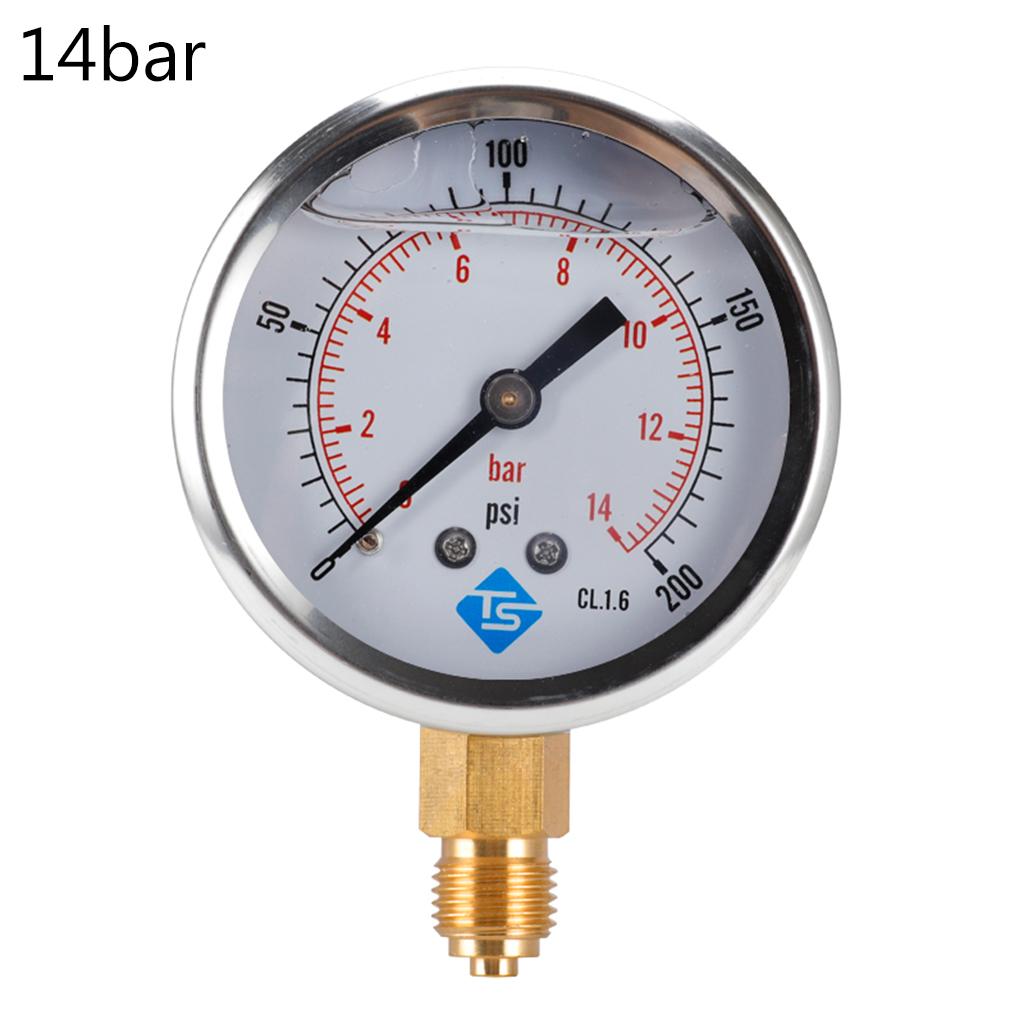 16 Styles Dual Scale Liquid Filled Pressure Gauge with Brass Internals 1/4" BSPT Bottom Mount Pressure Gauge Durable