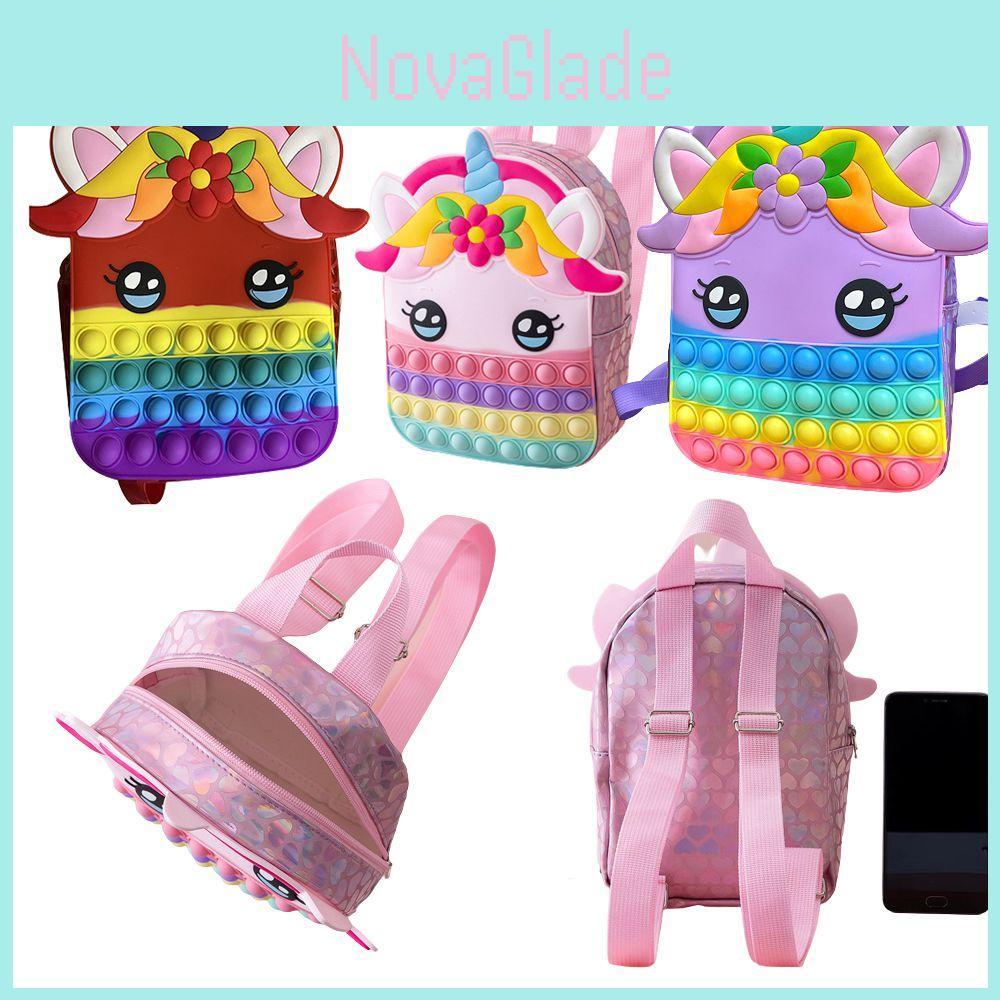 Sparkling Unicorn Pop Fidget It Toys Backpack Bag Stress Relief Toy For Kids