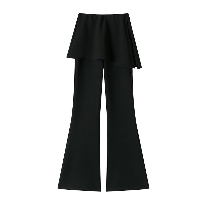 Women's Faux Two-Piece Micro-Flare High-Waisted Slimming Horseshoe Pants - Spring/Summer 2026