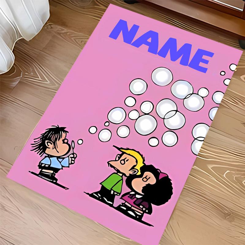 Custom Personalization Mafalda Print Area Rug - Soft, Washable Non-Slip Indoor Mat,Living Room,Home&Office Decorative Rug