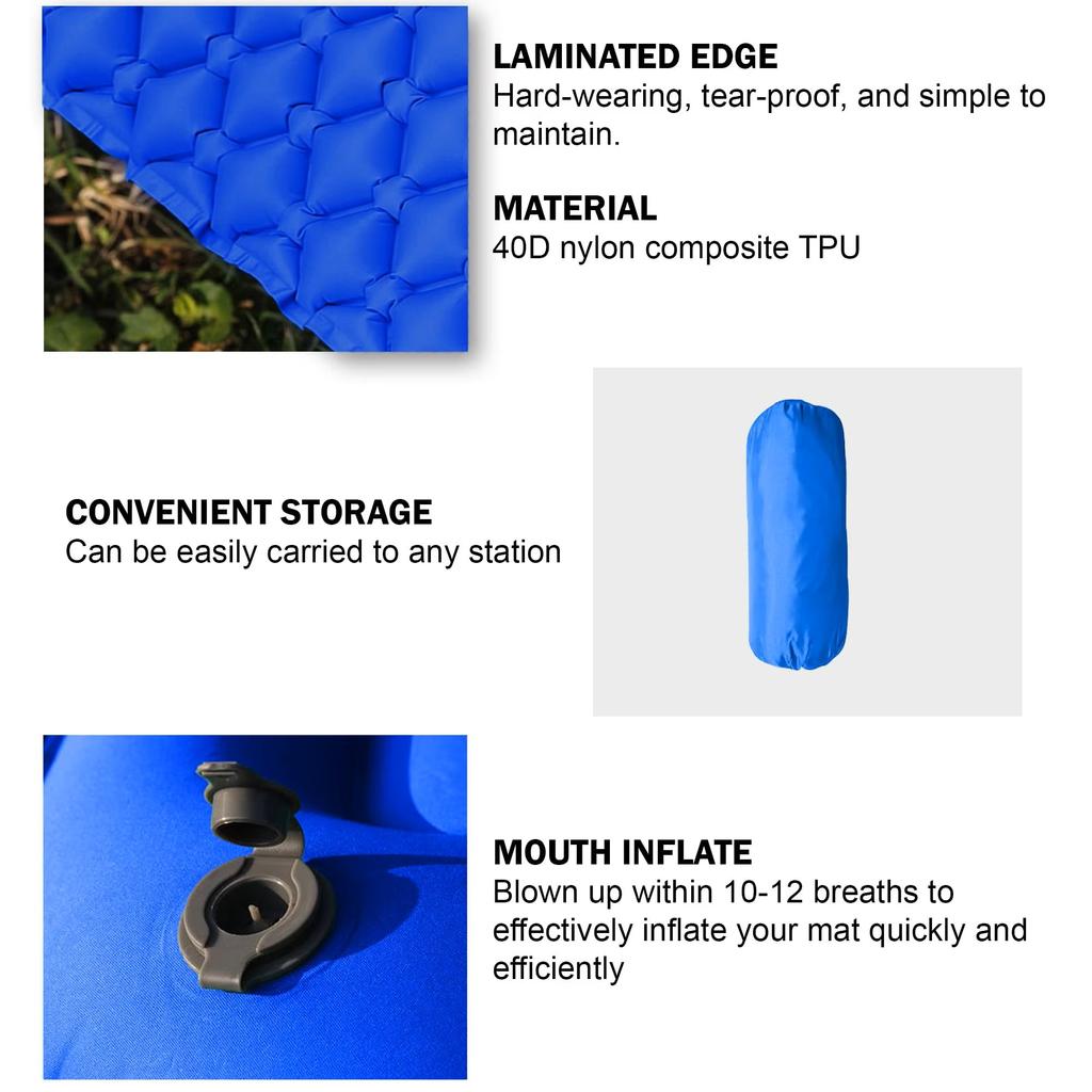Outdoor Camping Inflatable Mat with Pillow Portable Air Mattress Nature Hike Waterproof Folding Sleeping Mat for Travelling