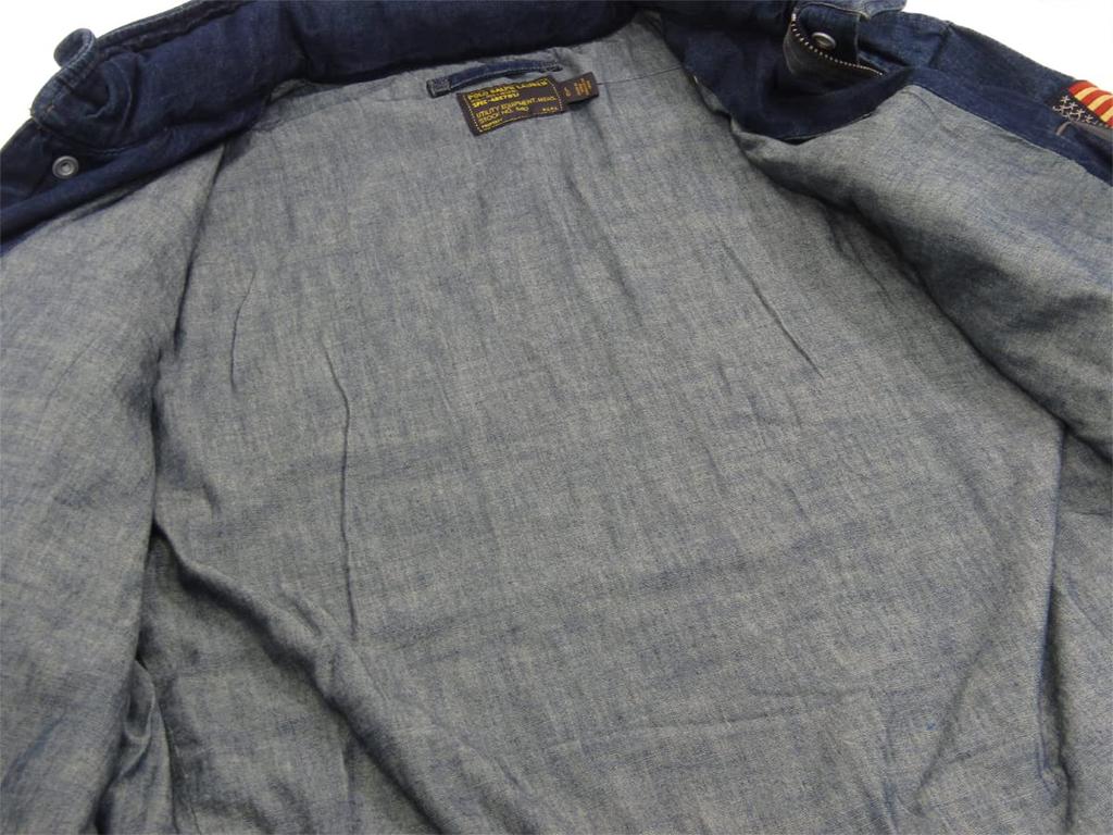 POLO RALPH LAUREN Denim Military Field Size Blue Men's Jacket, M-65 Coat, XL, (Product Code 0101896)