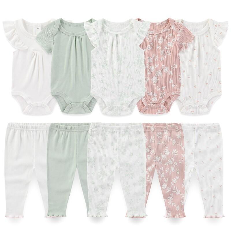 10PCS Newborn Clothing Set Short Sleeve Jumpsuit Infant Boy Girl Full Moon Gift Pack