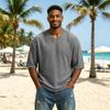 Men's Knit Short Sleeve T-Shirt - Casual Neck Summer Top, Color Tee for Everyday Wear