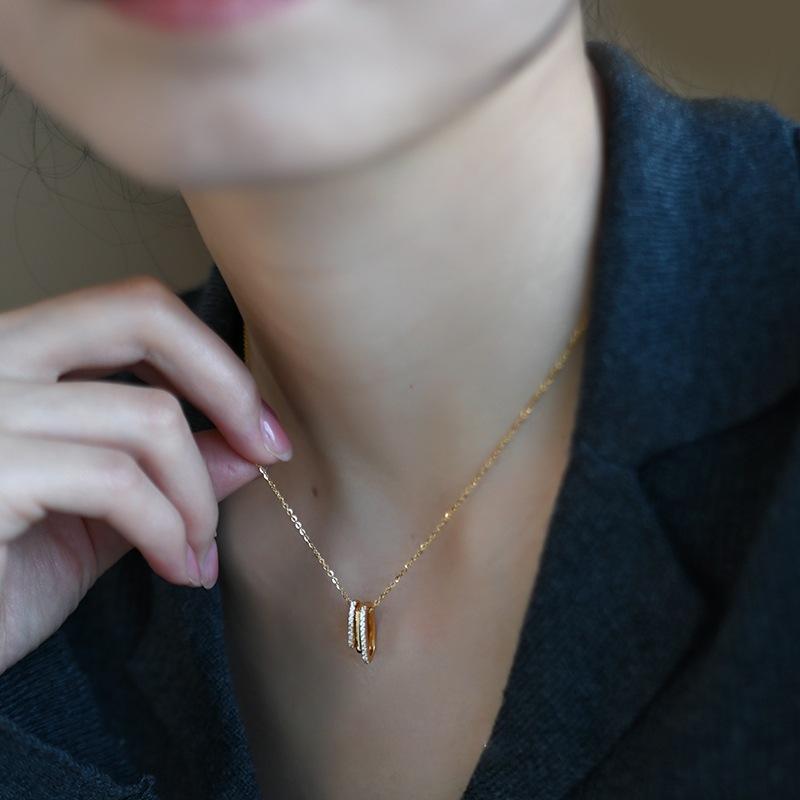 S925 Sterling Silver Plated 18K Gold Inlaid Zircon Light Luxury High-quality Necklace Pendant for Women's Clavicle Chain