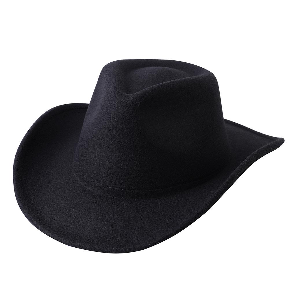 Cowboy hat cow head accessories cowboy hat monochrome felt hat men and women big brim outdoor hat knight hat 56-58cm