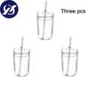 1/3 Pcs Nordic Transparent Glass Coffee Mug Heat Resistant Tea Milk Water Cup with Cover and Straw 500ml
