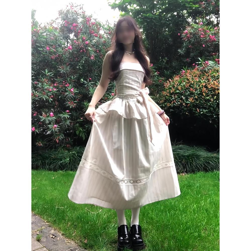 

Розовое платье бандо на одно плечо женское новое летнее взрывное повседневное маленькое платье гигантское красивое длинное платье XL- (recommended 110-60kg)