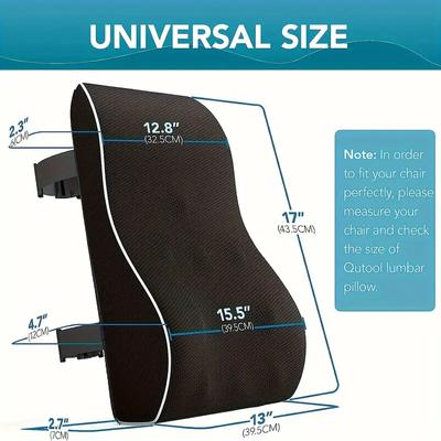 1pc Lumbar Support Pillow for Lower Back,Posture,Memory Foam Cushion with Adjustable Spinal, Breathable Mesh Cover