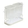 yangyizhi Utensils Holder, Two Compartments Storage Rack, with Removable Draining Tray Design, Moisture-Resistant Kitchen Organizer