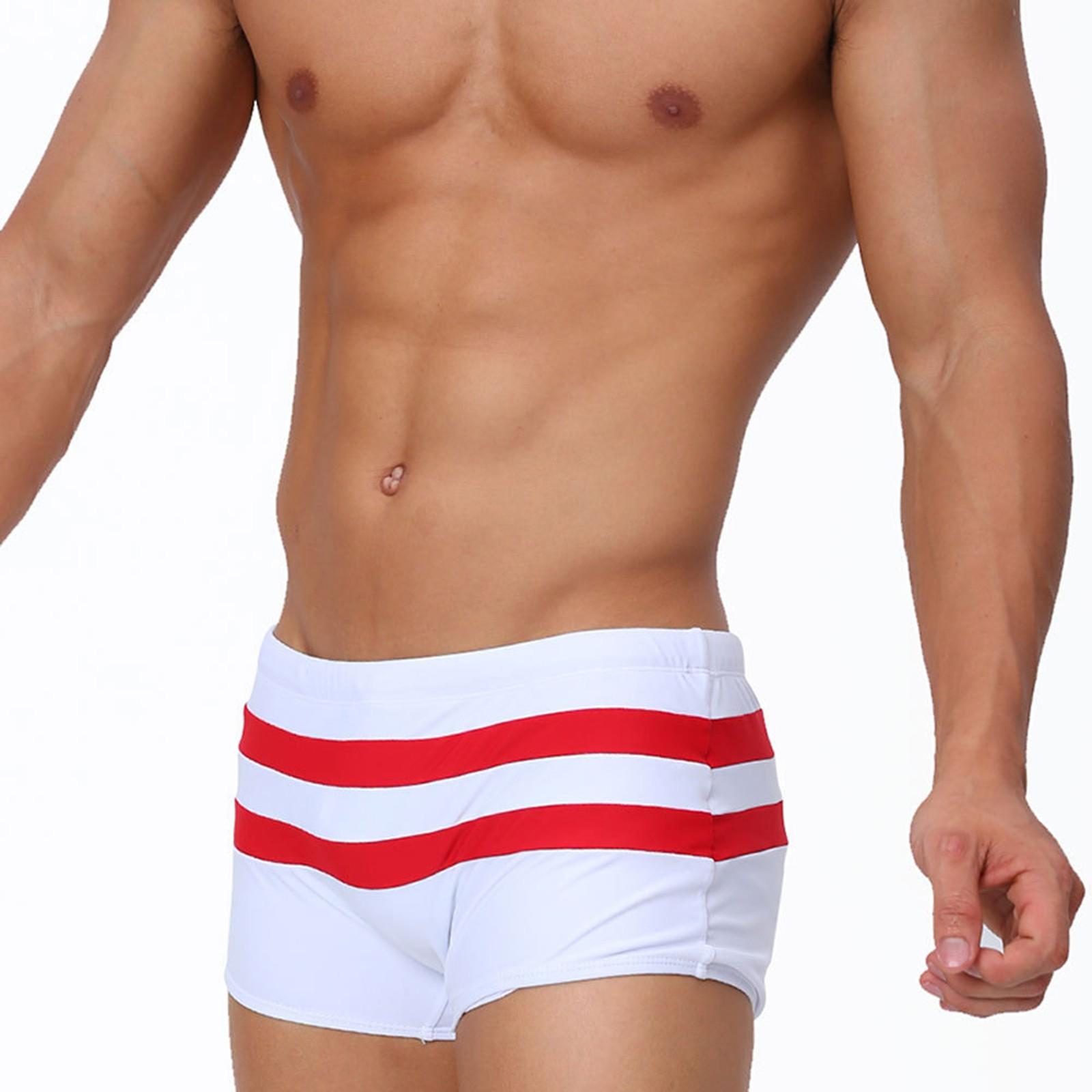 

Мужские полосатые сплошные боксеры для плавания с карманом на молнии сзади и плотными четырьмя углами для фитнеса, быстросохнущие мужские XXL белый