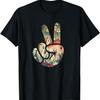 T-shirt Cottagecore con Silhouette Naturale Prato Forestale Segno della Pace a Mano(29)