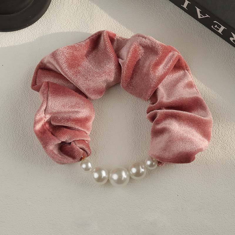 Eleganter Korallfleece Perlen Haarband Für Frauen Mädchen Haargummi Süßer Haarschmuck Scrunchie Haarband Mode Haaraccessoires