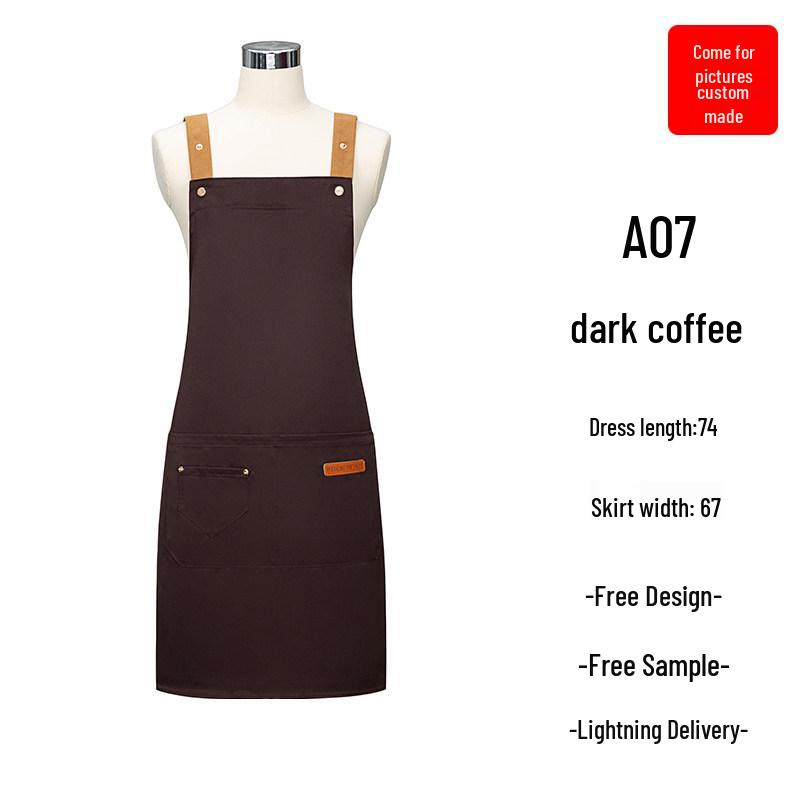 Waterproof Canvas Catering Apron with Logo, Stain-Proof, Ideal for Kitchens & Cafes